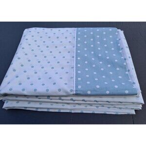 Vintage Perma Prest Blue & White Polka Dot Sheet - 64" x 96"